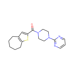 O=C(c1cc2c(s1)CCCCC2)N1CCN(c2ncccn2)CC1 ZINC000001052357