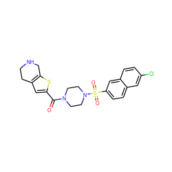 O=C(c1cc2c(s1)CNCC2)N1CCN(S(=O)(=O)c2ccc3cc(Cl)ccc3c2)CC1 ZINC000013584077