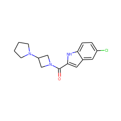 O=C(c1cc2cc(Cl)ccc2[nH]1)N1CC(N2CCCC2)C1 ZINC000084758542