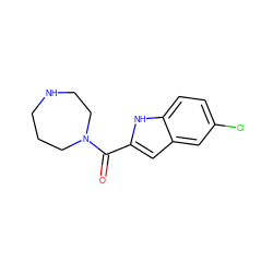 O=C(c1cc2cc(Cl)ccc2[nH]1)N1CCCNCC1 ZINC000045948899