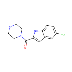 O=C(c1cc2cc(Cl)ccc2[nH]1)N1CCNCC1 ZINC000032500347