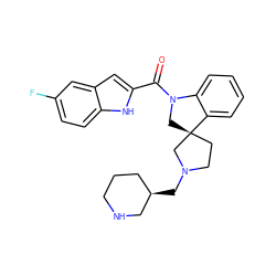 O=C(c1cc2cc(F)ccc2[nH]1)N1C[C@]2(CCN(C[C@@H]3CCCNC3)C2)c2ccccc21 ZINC000082157920