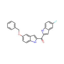 O=C(c1cc2cc(F)ccc2[nH]1)c1cc2cc(OCc3ccccc3)ccc2[nH]1 ZINC000013687728