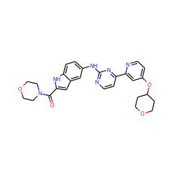 O=C(c1cc2cc(Nc3nccc(-c4cc(OC5CCOCC5)ccn4)n3)ccc2[nH]1)N1CCOCC1 ZINC000145333902