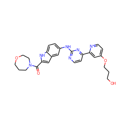 O=C(c1cc2cc(Nc3nccc(-c4cc(OCCCO)ccn4)n3)ccc2[nH]1)N1CCCOCC1 ZINC000144297445