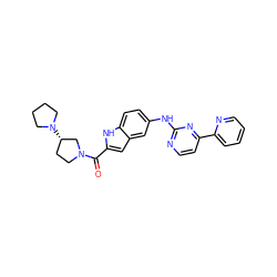 O=C(c1cc2cc(Nc3nccc(-c4ccccn4)n3)ccc2[nH]1)N1CC[C@H](N2CCCC2)C1 ZINC000144228379