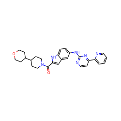 O=C(c1cc2cc(Nc3nccc(-c4ccccn4)n3)ccc2[nH]1)N1CCC(C2CCOCC2)CC1 ZINC000144251004