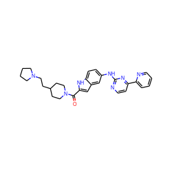 O=C(c1cc2cc(Nc3nccc(-c4ccccn4)n3)ccc2[nH]1)N1CCC(CCN2CCCC2)CC1 ZINC000144219280