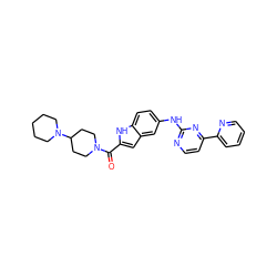 O=C(c1cc2cc(Nc3nccc(-c4ccccn4)n3)ccc2[nH]1)N1CCC(N2CCCCC2)CC1 ZINC000144227954