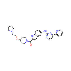 O=C(c1cc2cc(Nc3nccc(-c4ccccn4)n3)ccc2[nH]1)N1CCC(OCCN2CCCC2)CC1 ZINC000144220042