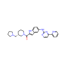 O=C(c1cc2cc(Nc3nccc(-c4ccccn4)n3)ccc2[nH]1)N1CCC[C@@H](CN2CCCC2)C1 ZINC000144207929