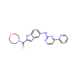 O=C(c1cc2cc(Nc3nccc(-c4ccccn4)n3)ccc2[nH]1)N1CCCOCC1 ZINC000144216665