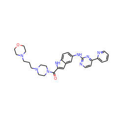 O=C(c1cc2cc(Nc3nccc(-c4ccccn4)n3)ccc2[nH]1)N1CCN(CCCN2CCOCC2)CC1 ZINC000144250593