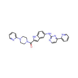 O=C(c1cc2cc(Nc3nccc(-c4ccccn4)n3)ccc2[nH]1)N1CCN(c2ccccn2)CC1 ZINC000144223346