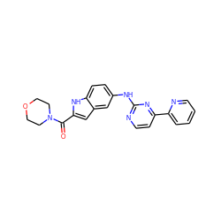 O=C(c1cc2cc(Nc3nccc(-c4ccccn4)n3)ccc2[nH]1)N1CCOCC1 ZINC000144228810