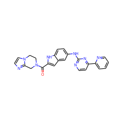 O=C(c1cc2cc(Nc3nccc(-c4ccccn4)n3)ccc2[nH]1)N1CCn2ccnc2C1 ZINC000144226891