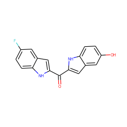 O=C(c1cc2cc(O)ccc2[nH]1)c1cc2cc(F)ccc2[nH]1 ZINC000013703751