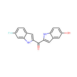 O=C(c1cc2cc(O)ccc2[nH]1)c1cc2ccc(F)cc2[nH]1 ZINC000013703755