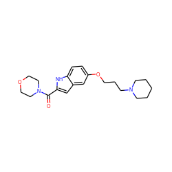 O=C(c1cc2cc(OCCCN3CCCCC3)ccc2[nH]1)N1CCOCC1 ZINC000035907011