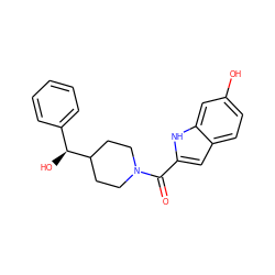 O=C(c1cc2ccc(O)cc2[nH]1)N1CCC([C@@H](O)c2ccccc2)CC1 ZINC000036294498