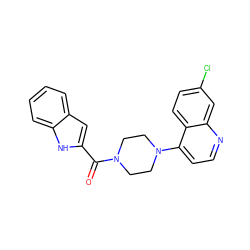 O=C(c1cc2ccccc2[nH]1)N1CCN(c2ccnc3cc(Cl)ccc23)CC1 ZINC000071845658