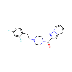 O=C(c1cc2ccccn2n1)N1CCN(CCc2ccc(F)cc2F)CC1 ZINC000073297121