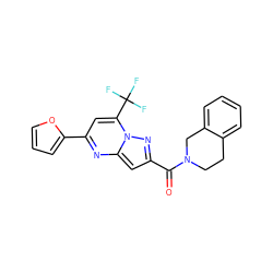 O=C(c1cc2nc(-c3ccco3)cc(C(F)(F)F)n2n1)N1CCc2ccccc2C1 ZINC000000918111