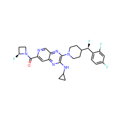 O=C(c1cc2nc(NC3CC3)c(N3CCC([C@@H](F)c4ccc(F)cc4F)CC3)nc2cn1)N1CC[C@@H]1F ZINC000653676853