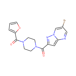 O=C(c1cc2ncc(Br)cn2n1)N1CCN(C(=O)c2ccco2)CC1 ZINC000002884865