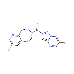 O=C(c1cc2ncc(Br)cn2n1)N1CCc2cc(Cl)nnc2CC1 ZINC000150216540