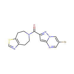 O=C(c1cc2ncc(Br)cn2n1)N1CCc2ncsc2CC1 ZINC000150198301