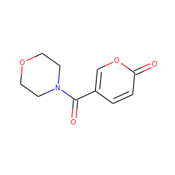 O=C(c1ccc(=O)oc1)N1CCOCC1 ZINC000000507224