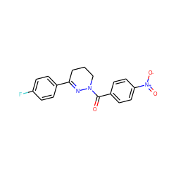 O=C(c1ccc([N+](=O)[O-])cc1)N1CCCC(c2ccc(F)cc2)=N1 ZINC000013744688