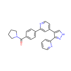 O=C(c1ccc(-c2cc(-c3c[nH]nc3-c3ccccn3)ccn2)cc1)N1CCCC1 ZINC000013684476