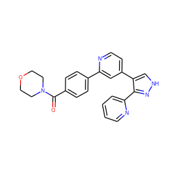 O=C(c1ccc(-c2cc(-c3c[nH]nc3-c3ccccn3)ccn2)cc1)N1CCOCC1 ZINC000013684480