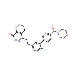 O=C(c1ccc(-c2cc(CCc3n[nH]c(=O)c4c3CCCC4)ccc2F)cc1)N1CCOCC1 ZINC000140821137