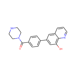 O=C(c1ccc(-c2cc(O)c3ncccc3c2)cc1)N1CCNCC1 ZINC000036380975