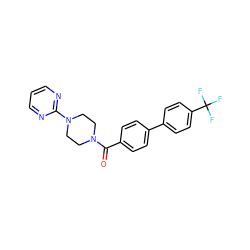 O=C(c1ccc(-c2ccc(C(F)(F)F)cc2)cc1)N1CCN(c2ncccn2)CC1 ZINC000034805712