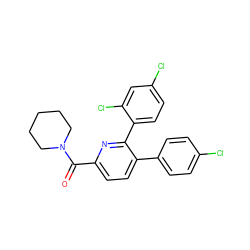 O=C(c1ccc(-c2ccc(Cl)cc2)c(-c2ccc(Cl)cc2Cl)n1)N1CCCCC1 ZINC000028342538