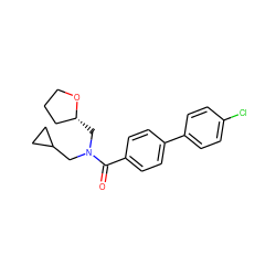 O=C(c1ccc(-c2ccc(Cl)cc2)cc1)N(CC1CC1)C[C@@H]1CCCO1 ZINC000040914429