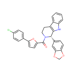 O=C(c1ccc(-c2ccc(Cl)cc2)o1)N1CCc2c([nH]c3ccccc23)[C@@H]1c1ccc2c(c1)OCO2 ZINC000013487964