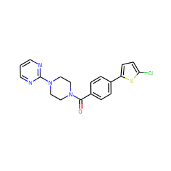 O=C(c1ccc(-c2ccc(Cl)s2)cc1)N1CCN(c2ncccn2)CC1 ZINC000299832144