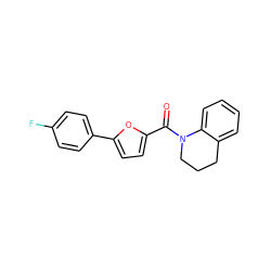 O=C(c1ccc(-c2ccc(F)cc2)o1)N1CCCc2ccccc21 ZINC000069830053