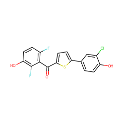 O=C(c1ccc(-c2ccc(O)c(Cl)c2)s1)c1c(F)ccc(O)c1F ZINC001772638380