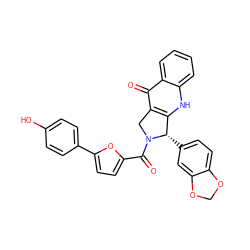 O=C(c1ccc(-c2ccc(O)cc2)o1)N1Cc2c([nH]c3ccccc3c2=O)[C@@H]1c1ccc2c(c1)OCO2 ZINC000013493106