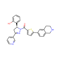 O=C(c1ccc(-c2ccc3c(c2)CCNC3)s1)N1N=C(c2cccnc2)C[C@H]1c1ccccc1O ZINC000071340323