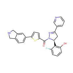 O=C(c1ccc(-c2ccc3c(c2)CNC3)s1)N1N=C(c2cccnc2)C[C@H]1c1c(O)cccc1F ZINC000071334240
