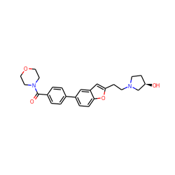 O=C(c1ccc(-c2ccc3oc(CCN4CC[C@@H](O)C4)cc3c2)cc1)N1CCOCC1 ZINC000013589407