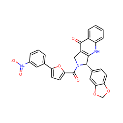 O=C(c1ccc(-c2cccc([N+](=O)[O-])c2)o1)N1Cc2c([nH]c3ccccc3c2=O)[C@@H]1c1ccc2c(c1)OCO2 ZINC000027439542