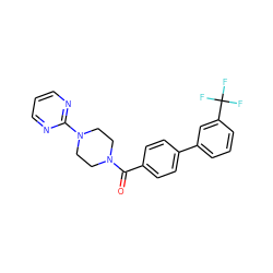 O=C(c1ccc(-c2cccc(C(F)(F)F)c2)cc1)N1CCN(c2ncccn2)CC1 ZINC000034804972